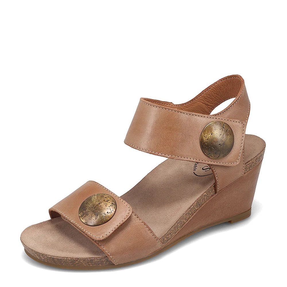 Taos Carousel 3 Tan Leather Wedge Sandals Medallion Boho Womens 40 US 9-9.5